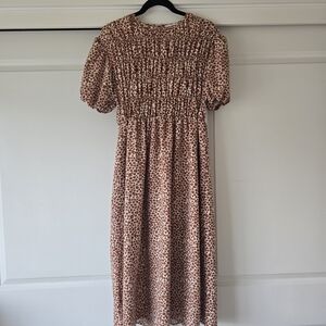 Bohme Pink and Cream Floral Midi Dress
